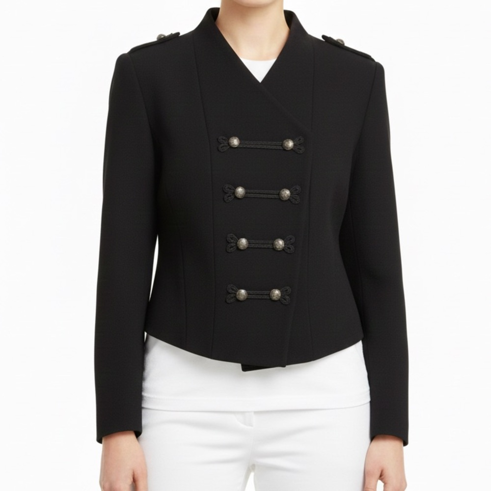 H&M  Military Inspired Black Jacket Blazer 6